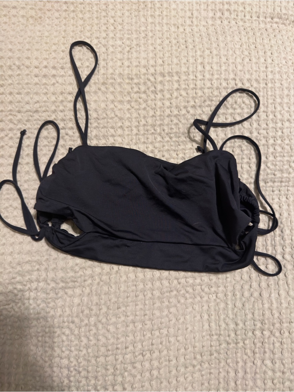 Frankie's Bikinis Black Tie-Side Swim Top